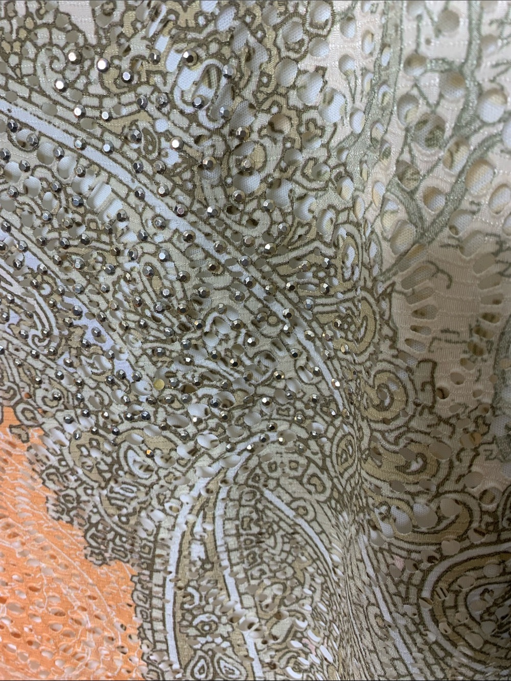 Reba Woman Flowy Boho Paisley dolman Beaded Tunic Top in Orange & Olive 3x USA - Picture 4 of 12